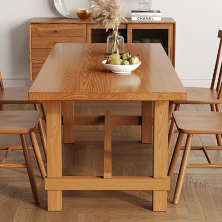 Mesa de comedor de madera sólida Mesa rectangular moderna con base de caballete