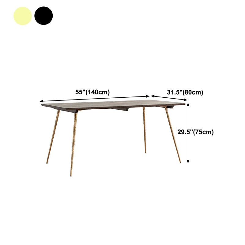 Mesa de comedor de lujo tradicional, mesa rectangular de madera de 4 patas con base de metal