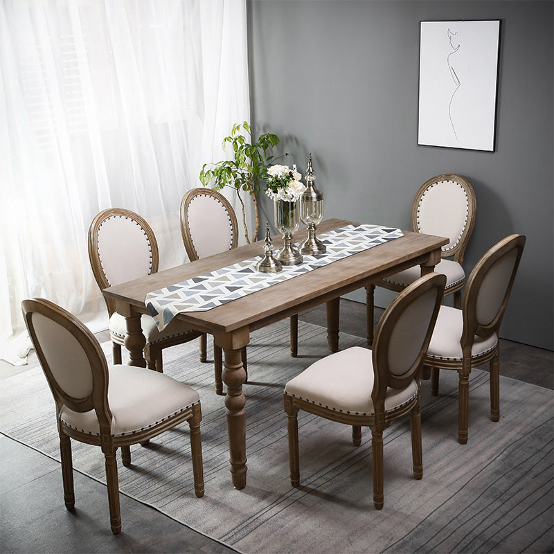 Mesa de comedor rectangular de madera maciza estilo mediados de siglo con 4 patas