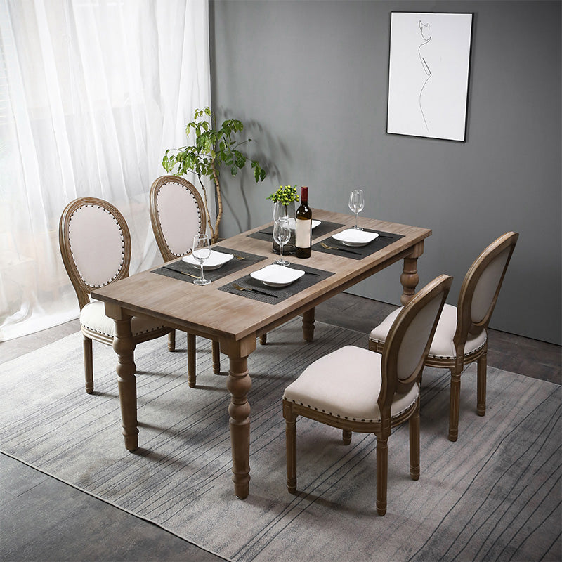 Mesa de comedor rectangular de madera maciza estilo mediados de siglo con 4 patas