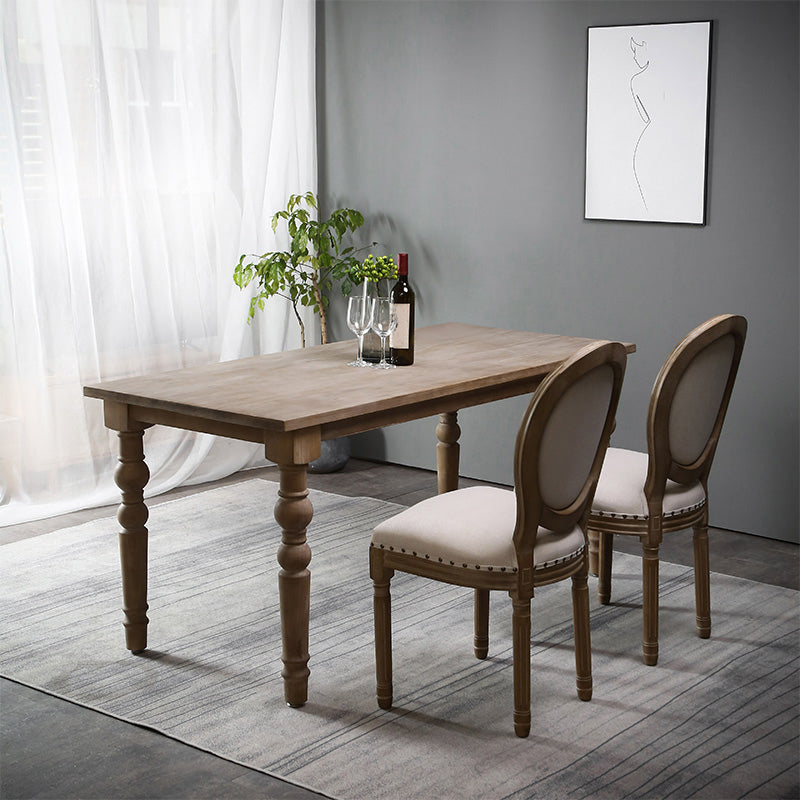 Mesa de comedor rectangular de madera maciza estilo mediados de siglo con 4 patas