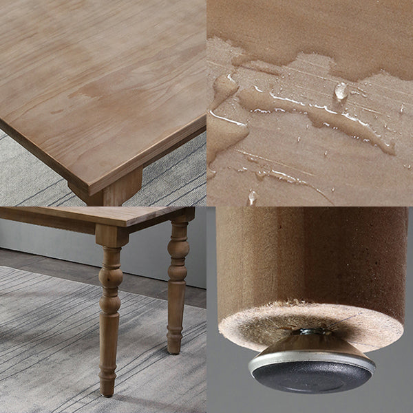 Mesa de comedor rectangular de madera maciza estilo mediados de siglo con 4 patas