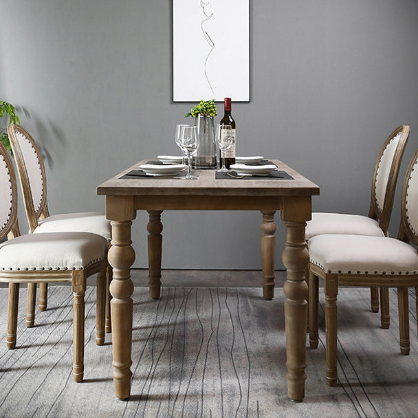 Mesa de comedor rectangular de madera maciza estilo mediados de siglo con 4 patas