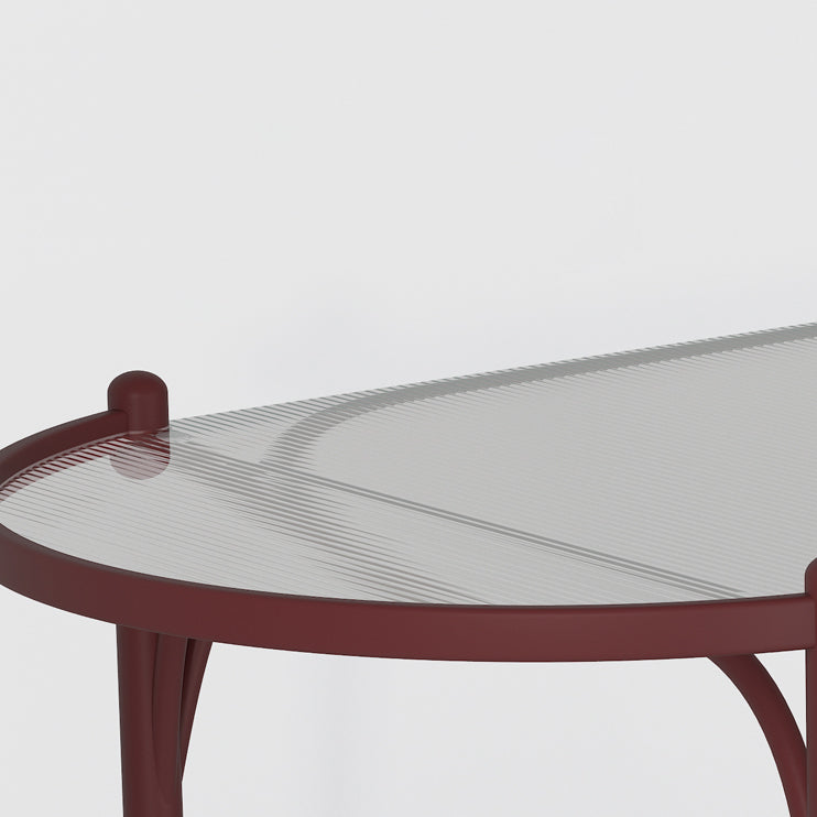 Metal Modern Oval Dining Table Clear Glass Top Table with 4 Legs