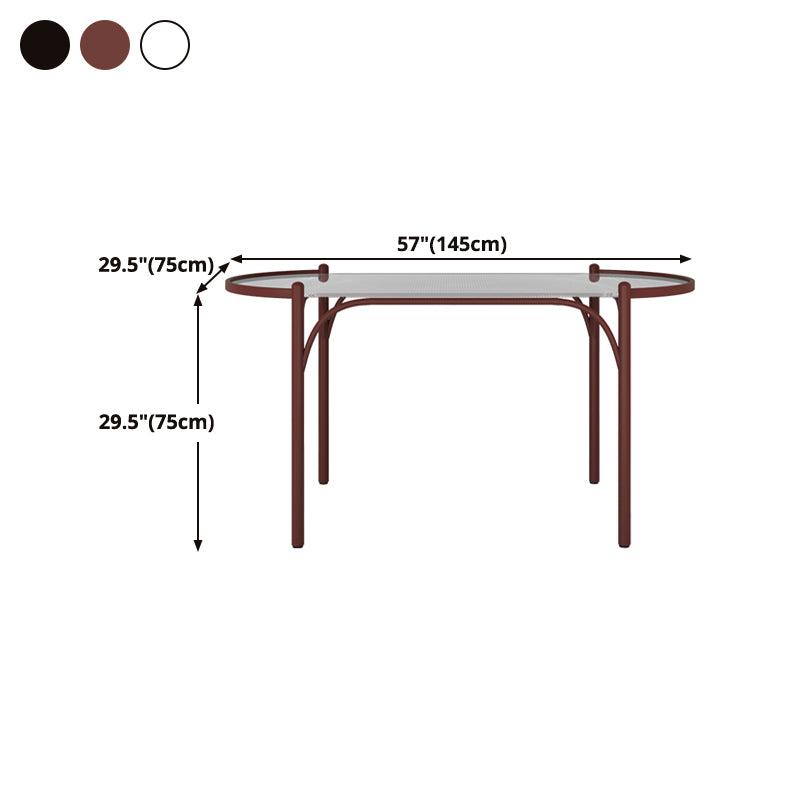 Metal Modern Oval Dining Table Clear Glass Top Table with 4 Legs
