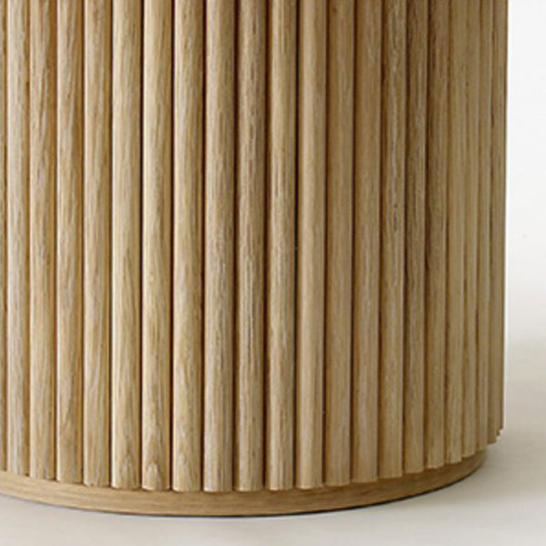 Round Pedestal Modern Dining Table Brown Tone Fixed Table with Pinewood Solid Wood