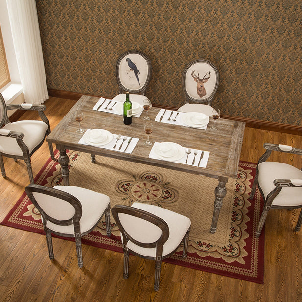 Mesa medieval moderna de madera de pino para restaurante, mesa antigua rectangular con 4 patas