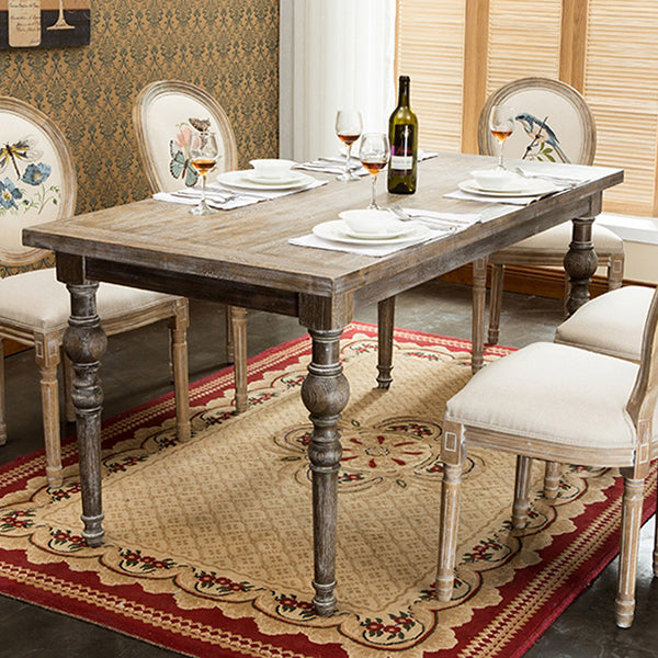 Mesa medieval moderna de madera de pino para restaurante, mesa antigua rectangular con 4 patas