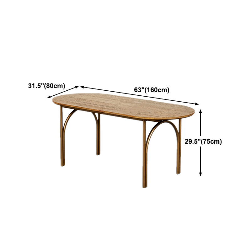 Mesa moderna de madera de pino para restaurante, mesa de comedor interior ovalada con 4 patas