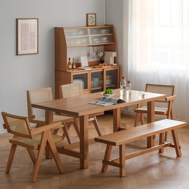 Mesa de comedor de madera de pino mesa rectángulo moderna con base de caballete