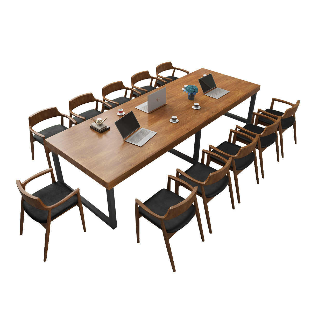 Pine Wood Top Dining Table Industrial Dining Table with Sled Base
