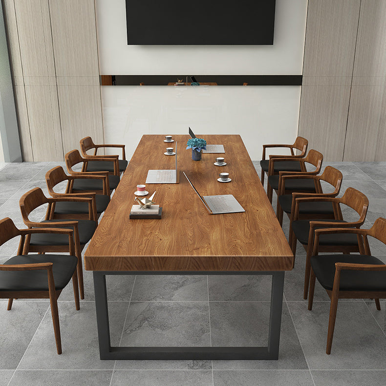 Pine Wood Top Dining Table Industrial Dining Table with Sled Base