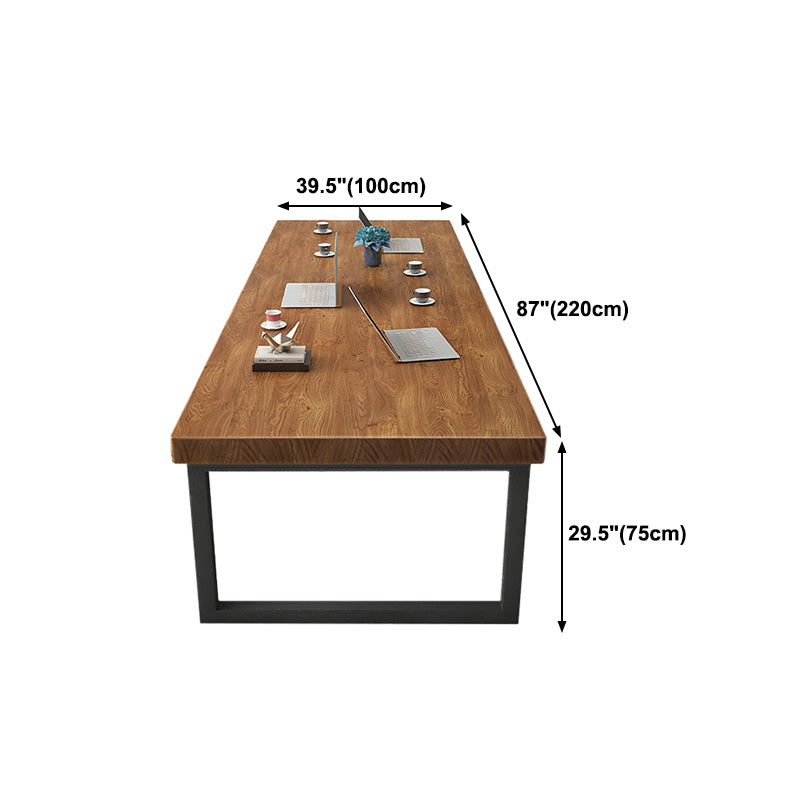 Pine Wood Top Dining Table Industrial Dining Table with Sled Base