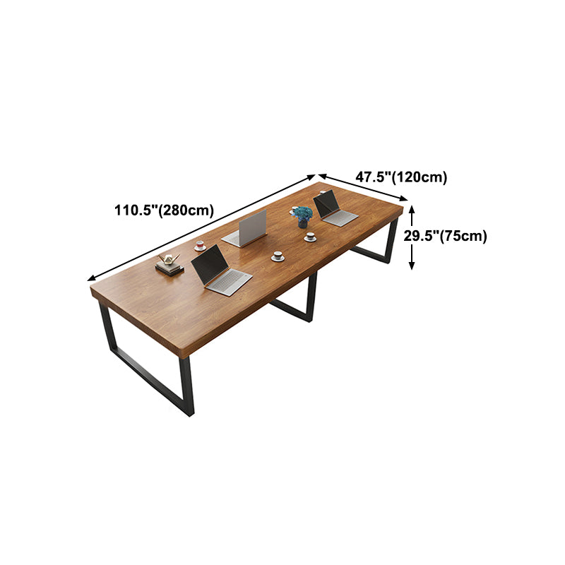 Pine Wood Top Dining Table Industrial Dining Table with Sled Base