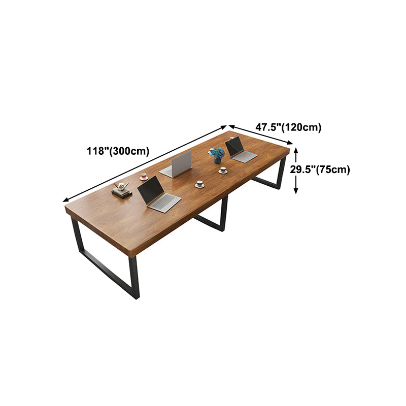 Pine Wood Top Dining Table Industrial Dining Table with Sled Base