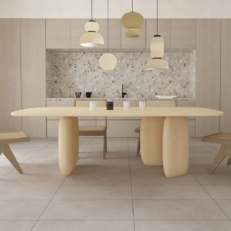 Modern Solid Wood Table for Restaurant Rectangle Dining Table with 3 Legs