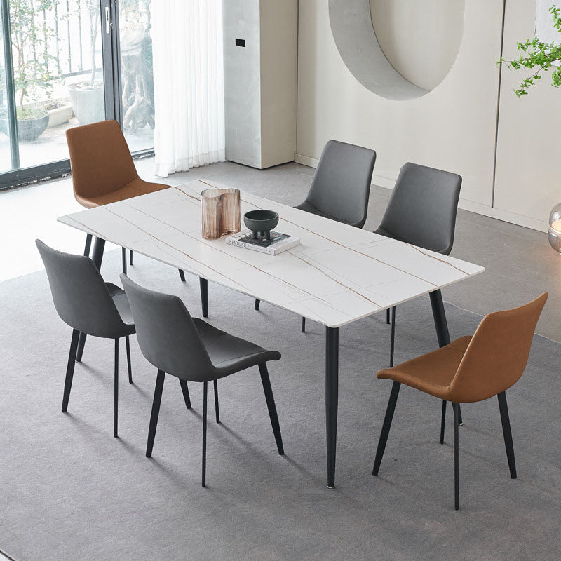 Tavolo da pranzo da cucina moderno rettangolare in pietra con 4 gambe