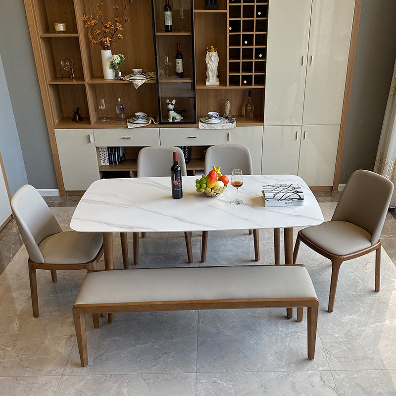 Contemporary Modern Rectangle Stone Table 4 Legs Home Kitchen Dinner Table