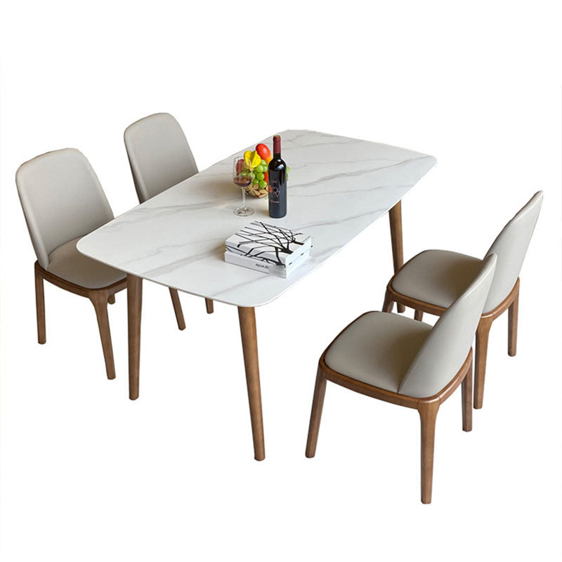 Contemporary Modern Rectangle Stone Table 4 Legs Home Kitchen Dinner Table