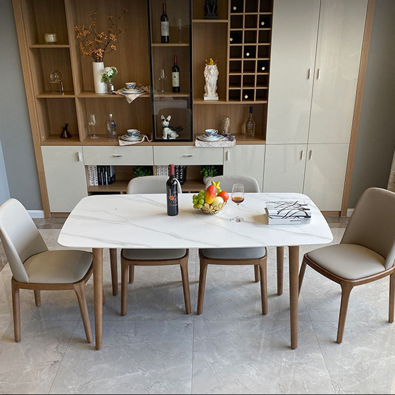 Contemporary Modern Rectangle Stone Table 4 Legs Home Kitchen Dinner Table