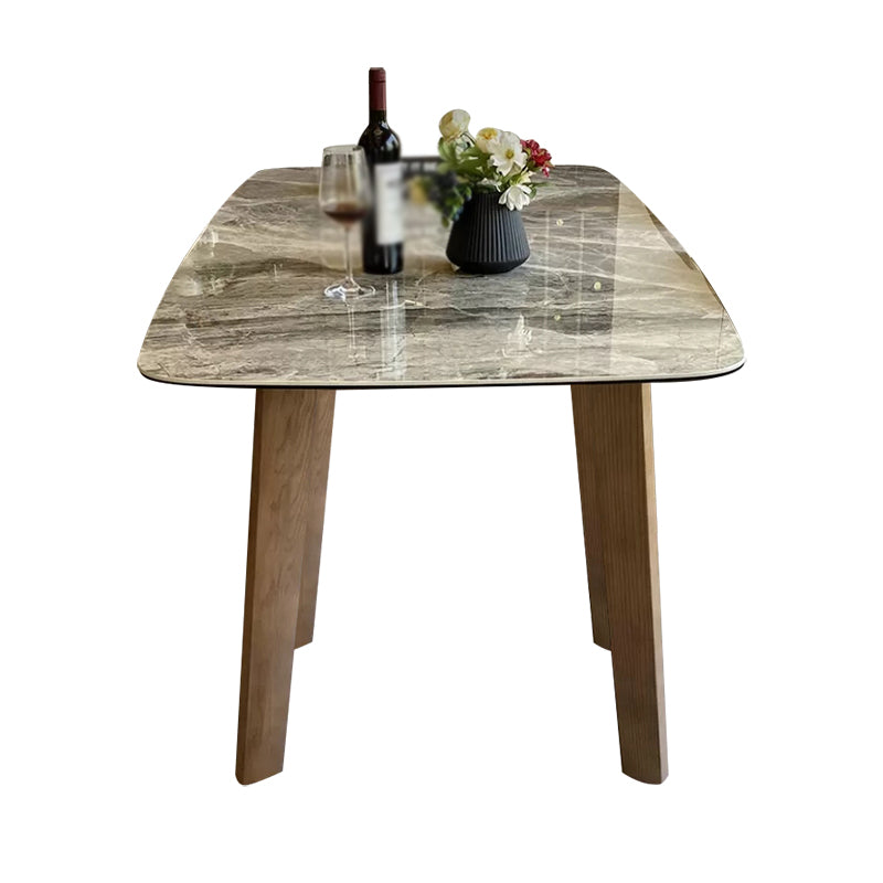 Mesa de comedor rectangular moderna, patas de madera maciza, mesa de cocina y comedor