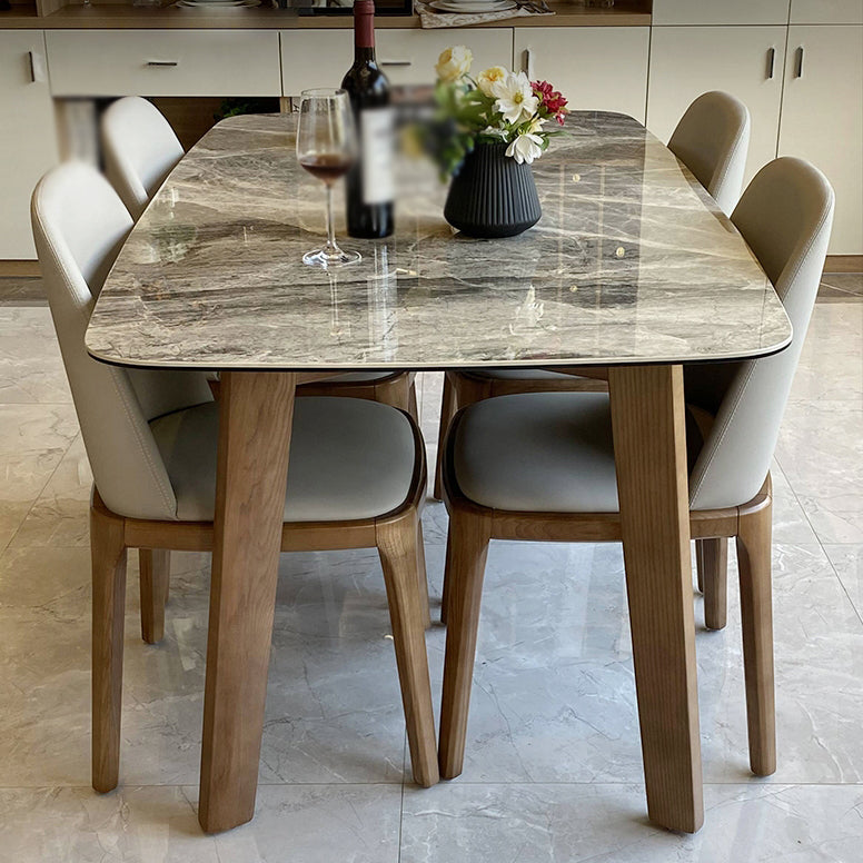 Mesa de comedor rectangular moderna, patas de madera maciza, mesa de cocina y comedor