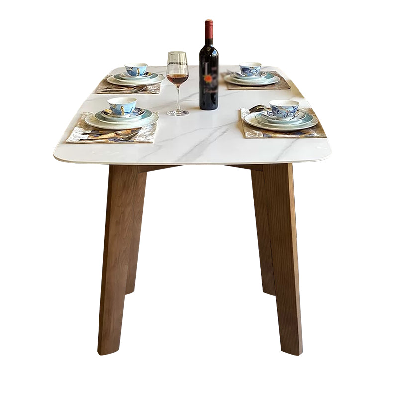 Mesa de comedor rectangular moderna, patas de madera maciza, mesa de cocina y comedor