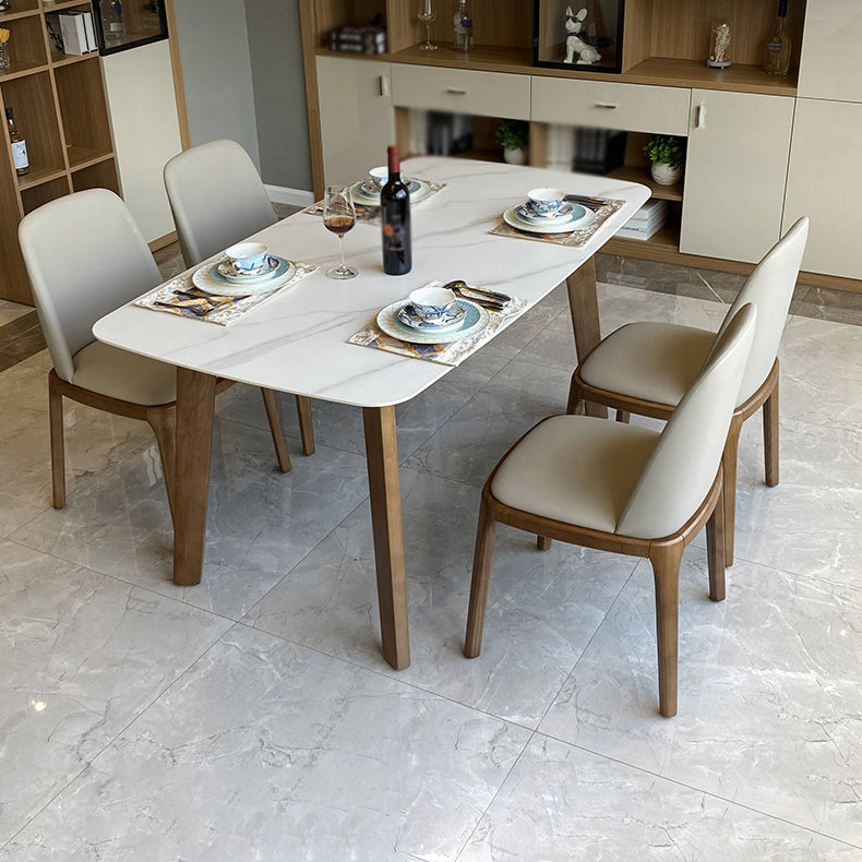 Mesa de comedor rectangular moderna, patas de madera maciza, mesa de cocina y comedor