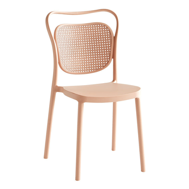 Sillas sin brazos de comedor de plástico de diseño escandinavo para el hogar, silla lateral con respaldo abierto
