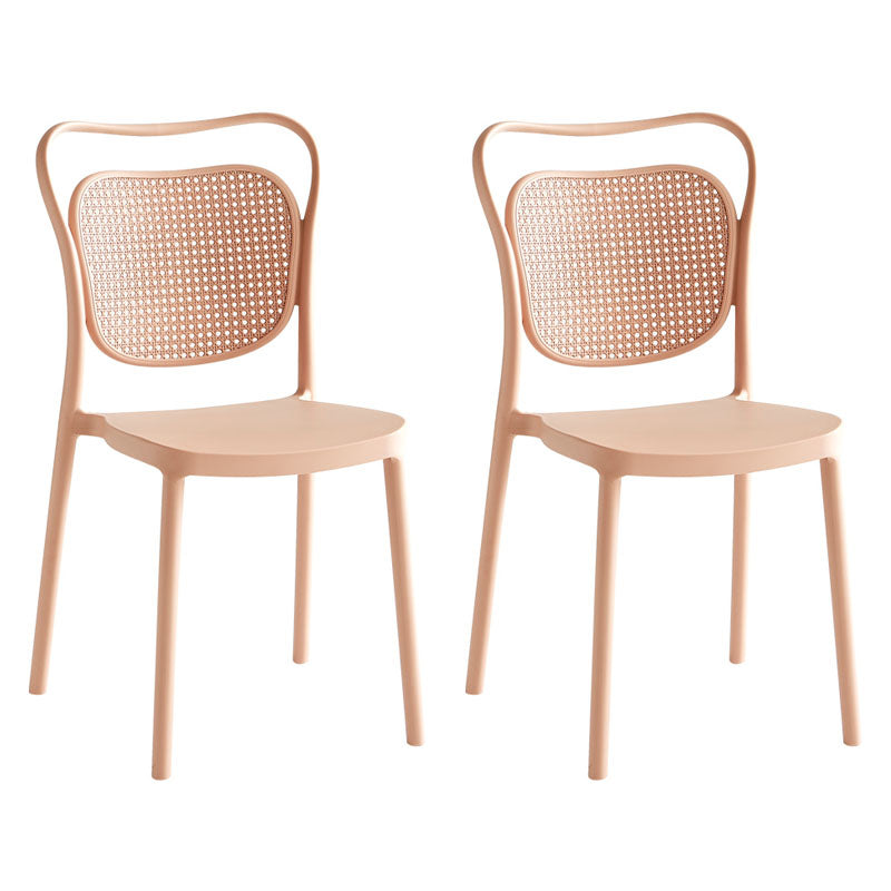 Sillas sin brazos de comedor de plástico de diseño escandinavo para el hogar, silla lateral con respaldo abierto