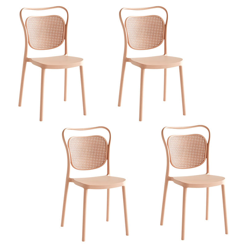 Sillas sin brazos de comedor de plástico de diseño escandinavo para el hogar, silla lateral con respaldo abierto