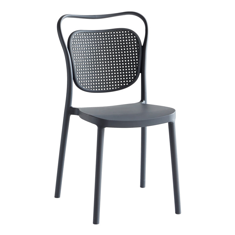 Scandinavisch design kunststof eetkamerstoelen zonder armleuningen voor thuis met open achterkant