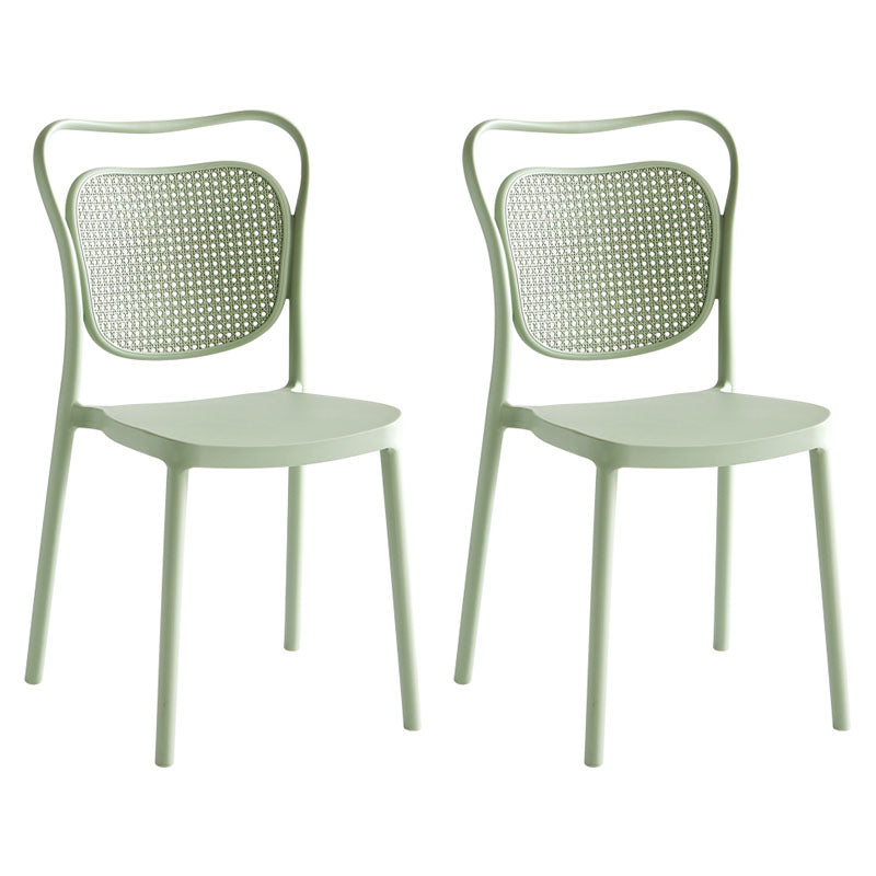 Sillas sin brazos de comedor de plástico de diseño escandinavo para el hogar, silla lateral con respaldo abierto