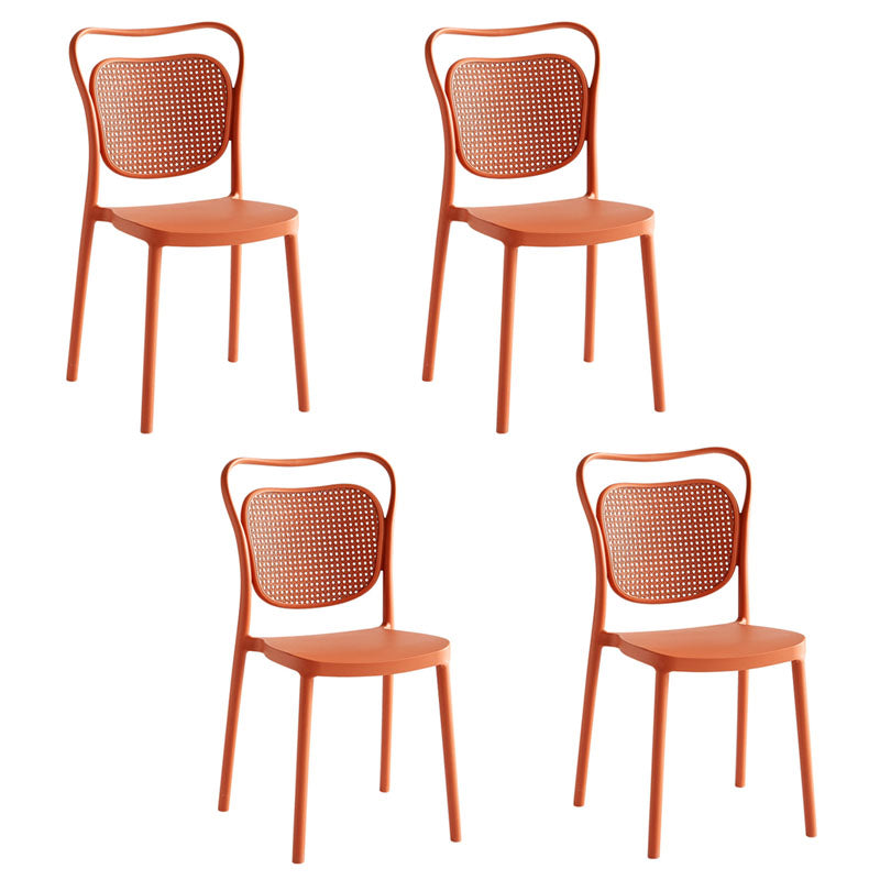 Sillas sin brazos de comedor de plástico de diseño escandinavo para el hogar, silla lateral con respaldo abierto