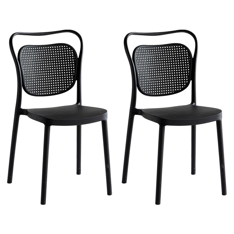 Sillas sin brazos de comedor de plástico de diseño escandinavo para el hogar, silla lateral con respaldo abierto