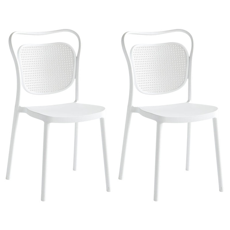 Sillas sin brazos de comedor de plástico de diseño escandinavo para el hogar, silla lateral con respaldo abierto
