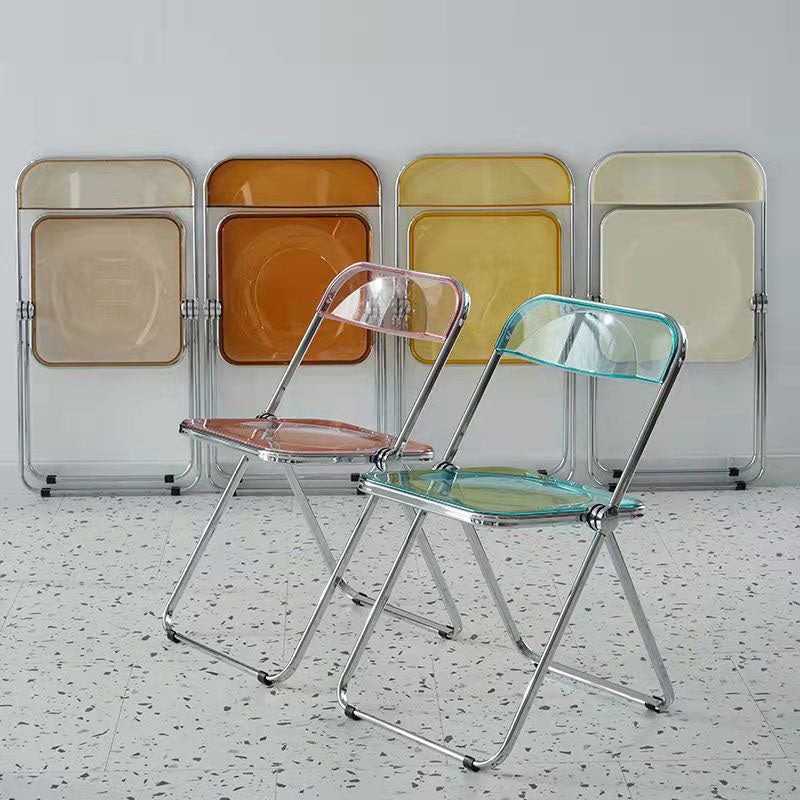 Silla lateral plegable de plástico de diseño industrial para uso doméstico Silla lateral de comedor con respaldo abierto