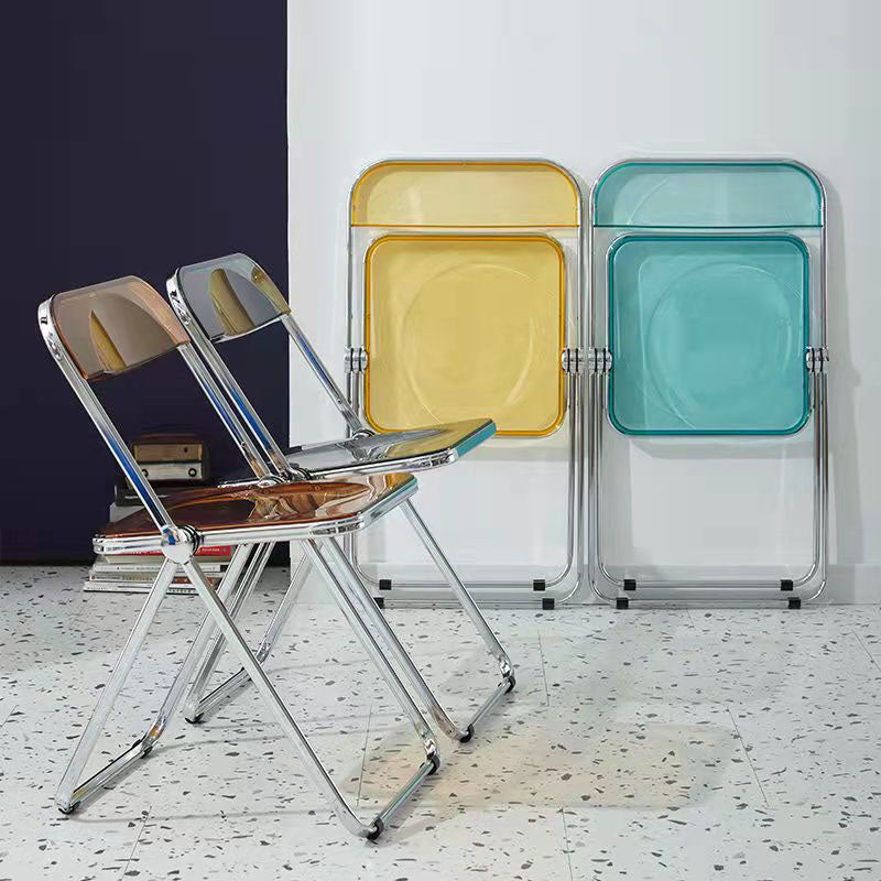 Silla lateral plegable de plástico de diseño industrial para uso doméstico Silla lateral de comedor con respaldo abierto