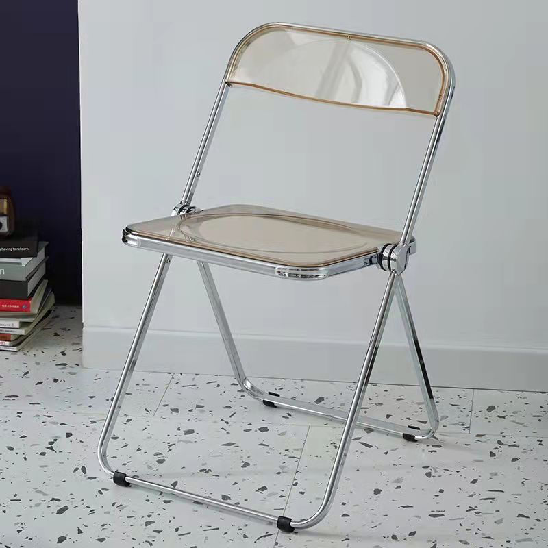 Silla lateral plegable de plástico de diseño industrial para uso doméstico Silla lateral de comedor con respaldo abierto