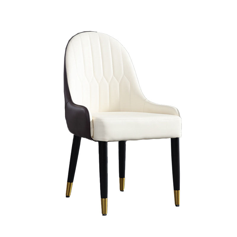 Scandinavisch design armleuningen, eetkamerstoelen met massieve rugleuning, lederen eetkamerstoelen
