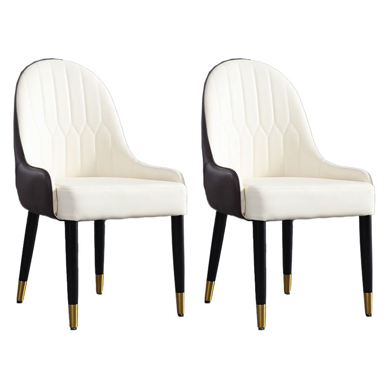 Sillas laterales de comedor con respaldo sólido y brazo de diseño escandinavo Sillas laterales de comedor de cuero