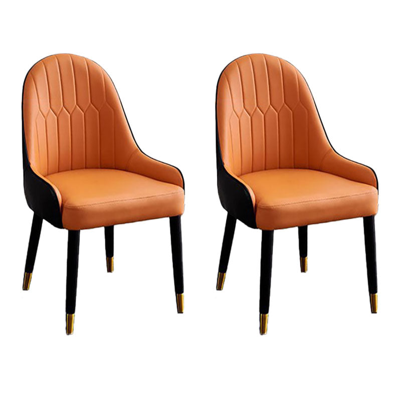 Sillas laterales de comedor con respaldo sólido y brazo de diseño escandinavo Sillas laterales de comedor de cuero