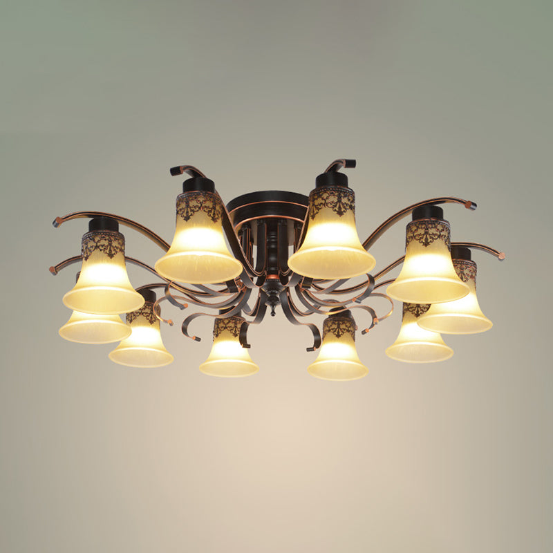 Decorative Bell Flush Lightture Glass Flush Mount Lights en noir pour le salon