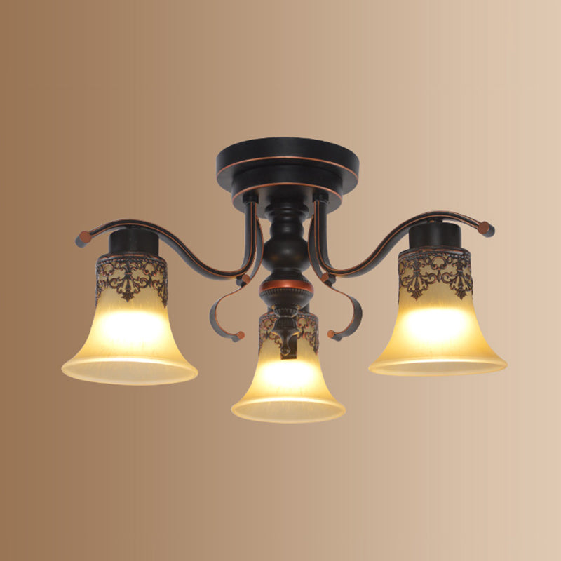 Decorative Bell Flush Lightture Glass Flush Mount Lights en noir pour le salon