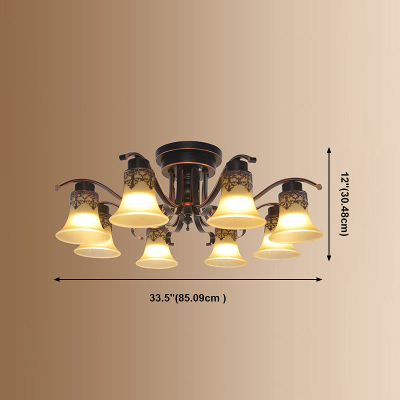 Decorative Bell Flush Lightture Glass Flush Mount Lights en noir pour le salon