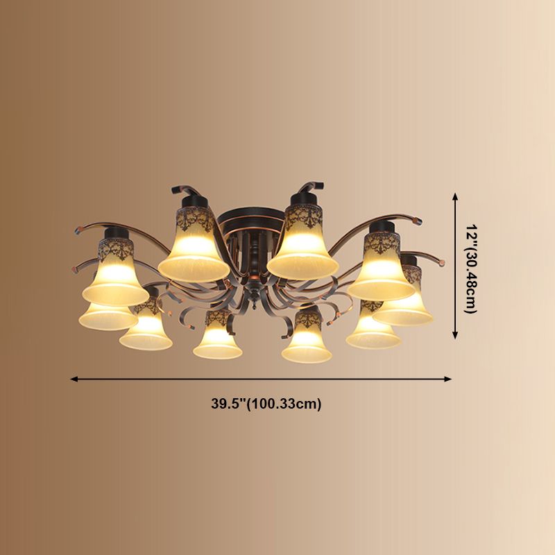 Decorative Bell Flush Lightture Glass Flush Mount Lights en noir pour le salon