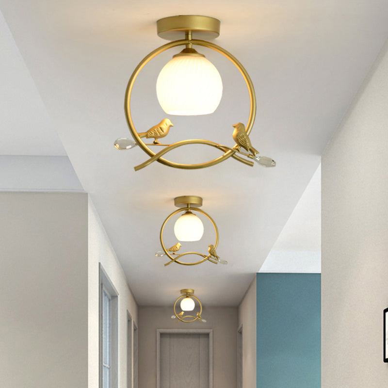 Sphère contemporaine luminaire luminaire 1 les lampes de montage à chasse d'eau légère avec oiseaux