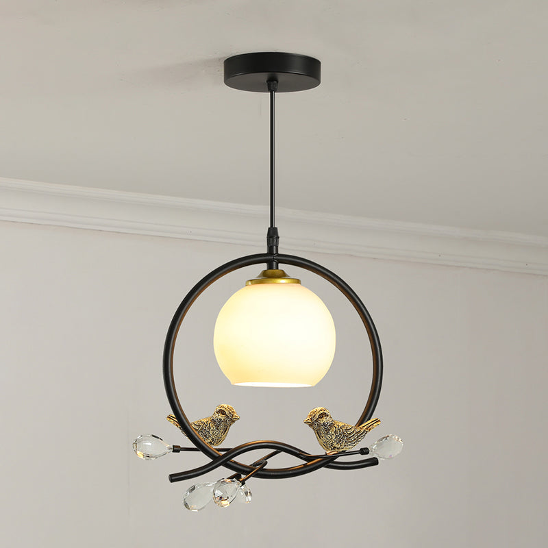 Sphère contemporaine luminaire luminaire 1 les lampes de montage à chasse d'eau légère avec oiseaux