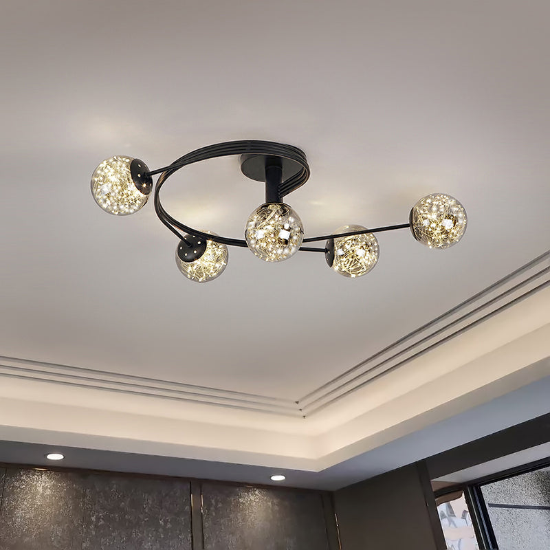 Globe contemporain Flush Lightture Glass Flush Mount Lamps en noir