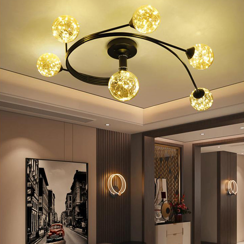 Globe contemporain Flush Lightture Glass Flush Mount Lamps en noir